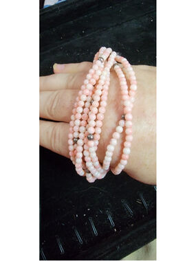 DTR coral gemstones 925 sterling silver beaded Bracelet Multi-strand 67